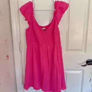 Pink Mini Dress with Short Lining + Pockets XL